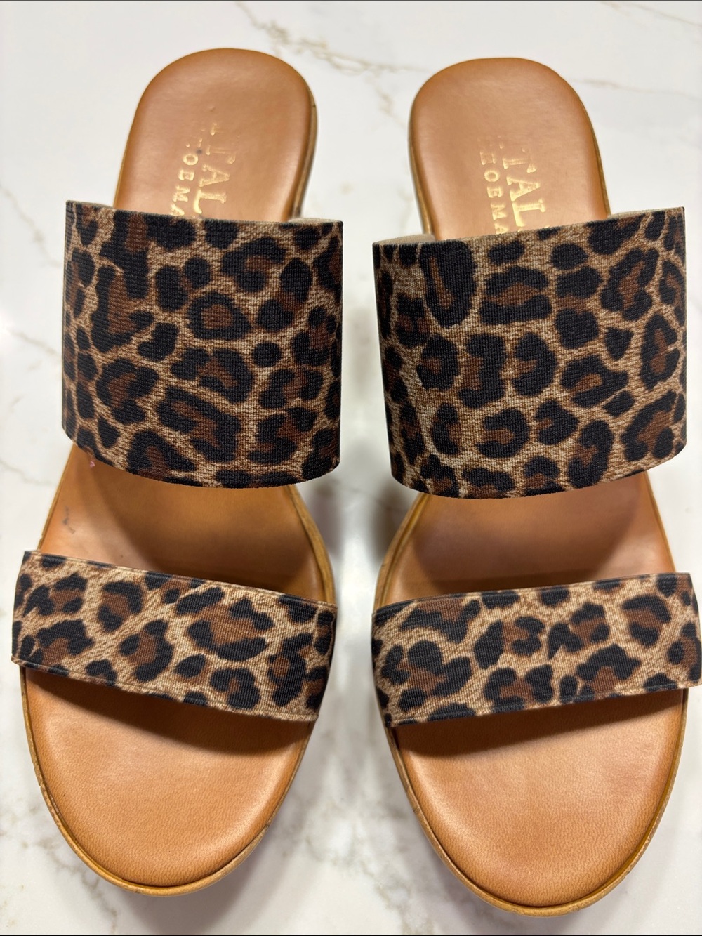 Italian Shoemakers Leopard Print Double-Strap Slide Sandals - Brown/Black